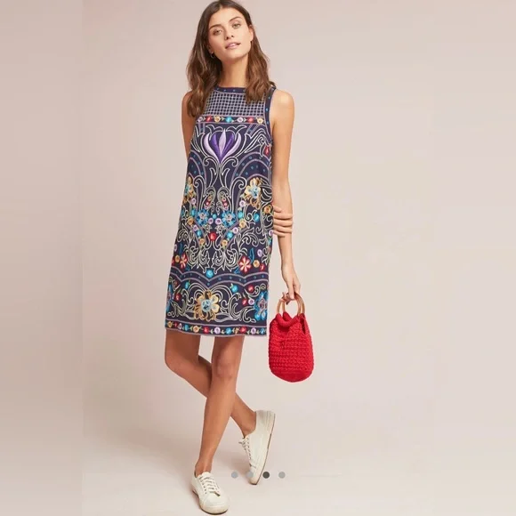 sachin and babi light blue dress Anthropologie Sequined Shift Mini Dress